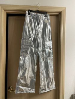 Brand new size XS silver wide leg cargo pants
