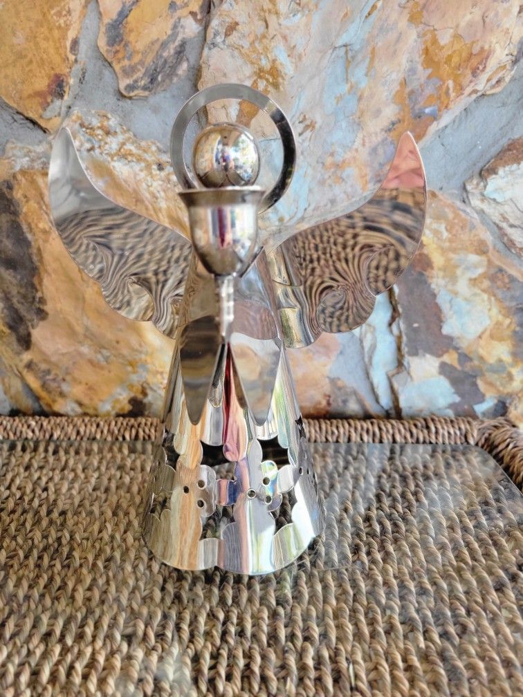 Silver plated Angel Candle Holder, Vintage