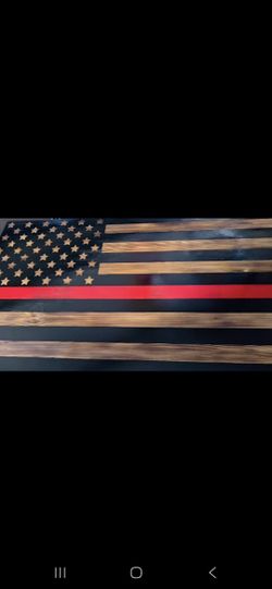 Hand Crafted Wooden Flag -RedLine