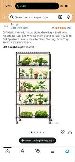 Plant shelf with grow lights, seedling mats included.