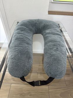 Gray Plush U-Shaped Travel Neck Pillow