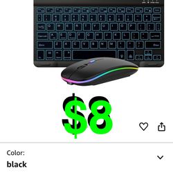 Ultra-Slim Bluetooth Keyboard and Mouse Portable Mini Wireless Keyboard Rechargeable 7-Color Backlit for Apple iPad iPhone Samsung Tablet iP