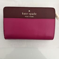 KATE SPADE Colorblock Bifold Compact Wallet Deep Purple/Fuschia