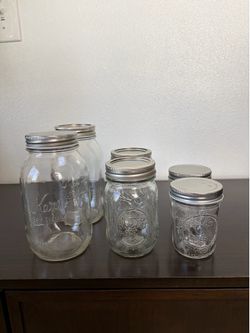 Quart, Pint and Half Pint Mason Jars with Lids Set of 6