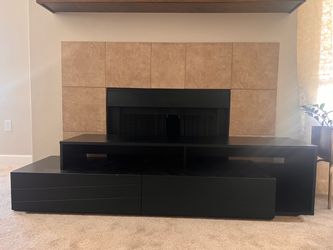 Black Modern TV Stand / Media Console with Drawers
