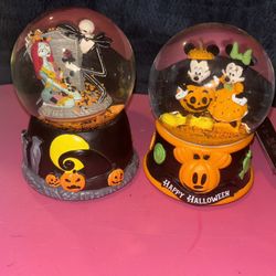 Disney Nightmare Before Christmas And Mickey Halloween Snow Globes
