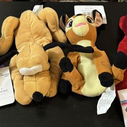 The Disney Store 8” and 9” Mini Bean Bag Characters. Brand New With Tags. $10.00 Each 