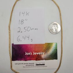 14k Gold 18" Box Link Chain