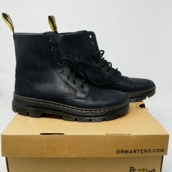 Dr. Martens Combs Leather Black Wyoming Combat Boots Men Size 9