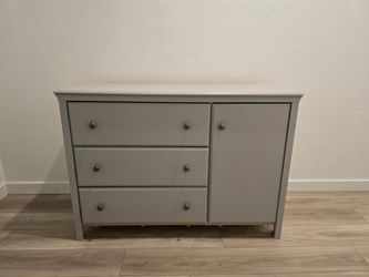 Gray Dresser with Drawers and Cabinet