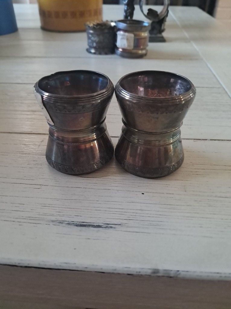 Set Of 2 Silver-Plated Antique Knapkin Holders Victorian Era