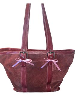 Coach Burgundy Suede Tote