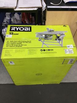 Ryobi 10” table saw with folding stand in the box