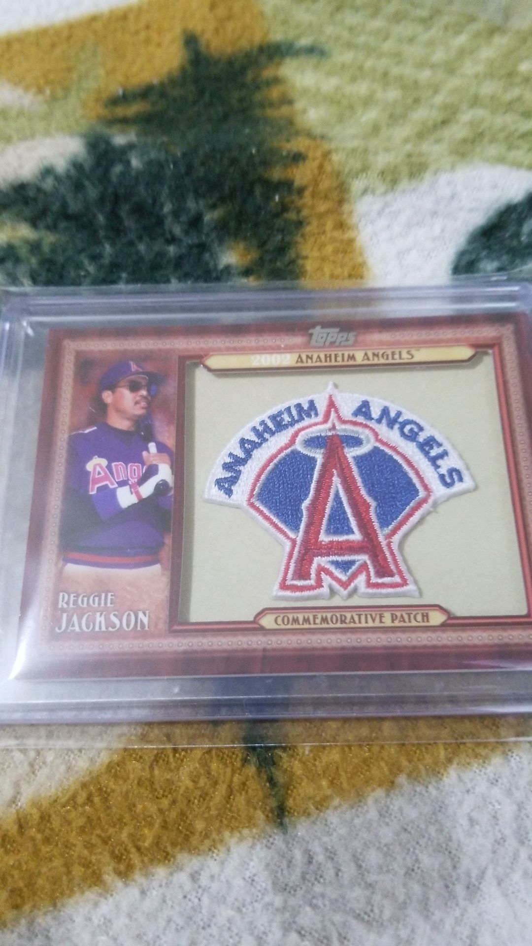 Baseball card- reggie Jackson commemorative patch