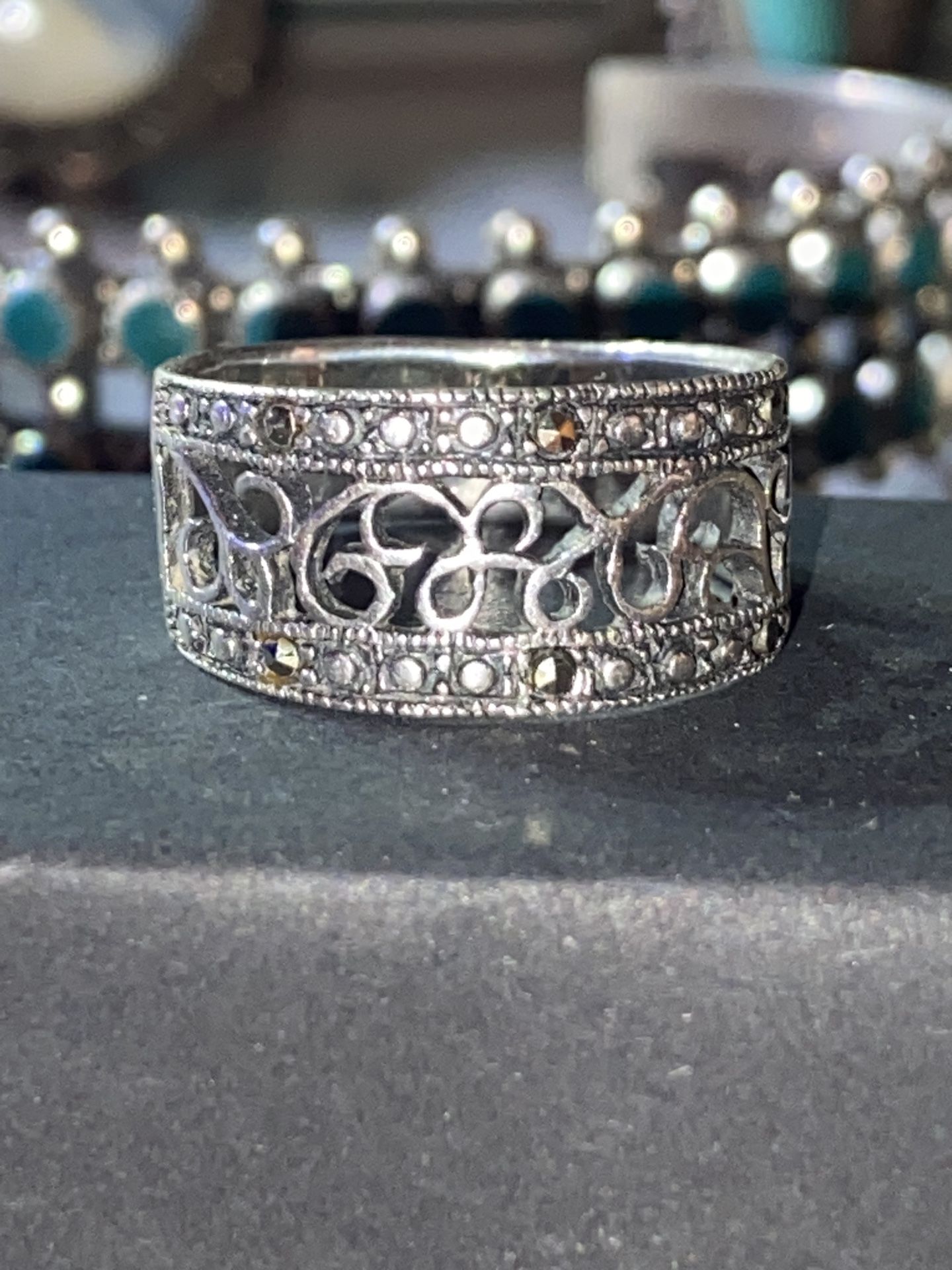 Antique Sterling Silver 925 Ring Marcasite 3 g / 7 Size sure do nhave been doing