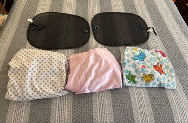 Car Window Sun Shades and Baby Sheets Bundle