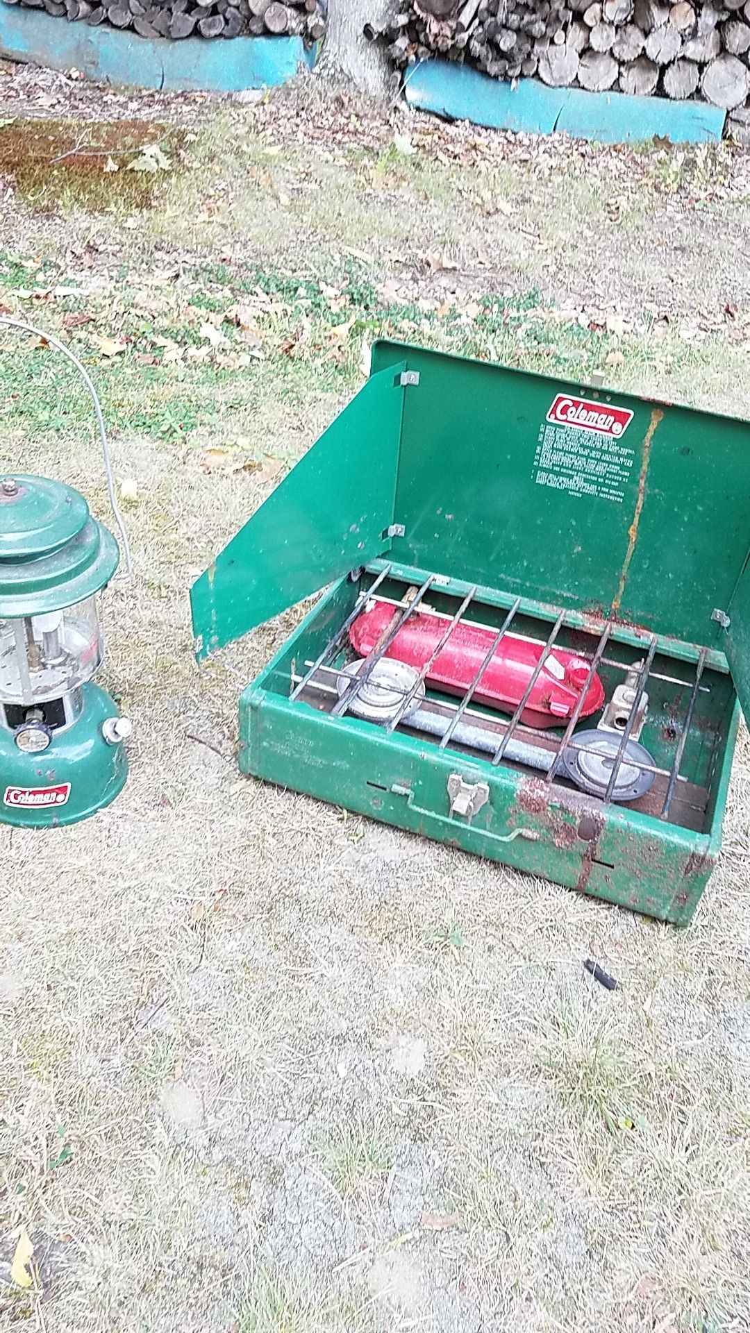 Coleman lantern and 2 burner stove