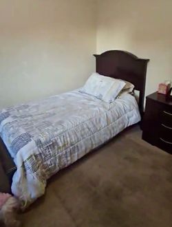 Twin bed set, expresso color wood.