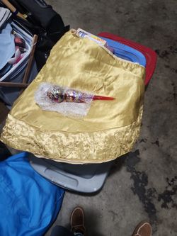 Gold christmas tree skirt and Glass topper