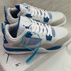 Air Jordan 4 “Military Blue” Retro OG 2024 Sneakers – White, Blue & Grey Classic Basketball Shoes (Men’s Size [10,9.5,8,7])