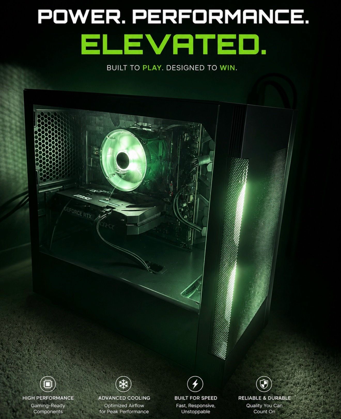 PowerSpec G250 Gaming PC Intel Core i5 14th Gen 14400F 1.8GHz Processor; NVIDIA GeForce RTX 5060 8GB