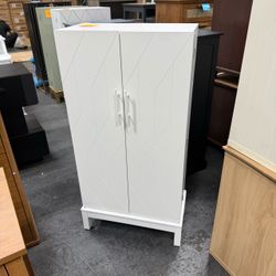 45"H Modern Kitchen Pantry Cabinet with 2-Door Adjustable Shelves and Golden Feet, white,  YJJ220054