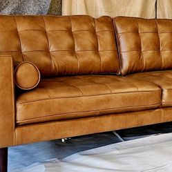 NEW: Genuine leather contemporary living room set couch and chair