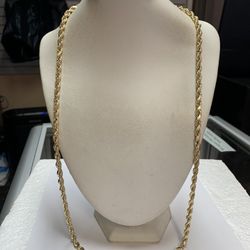 10K Yellow Gold Hollow Rope Chain (30”) - 14.3 Grams 