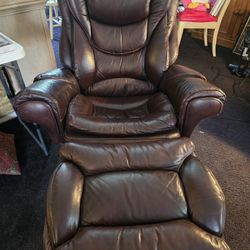 Leather Rocker Recliner Chair W/ Ottoman NICE