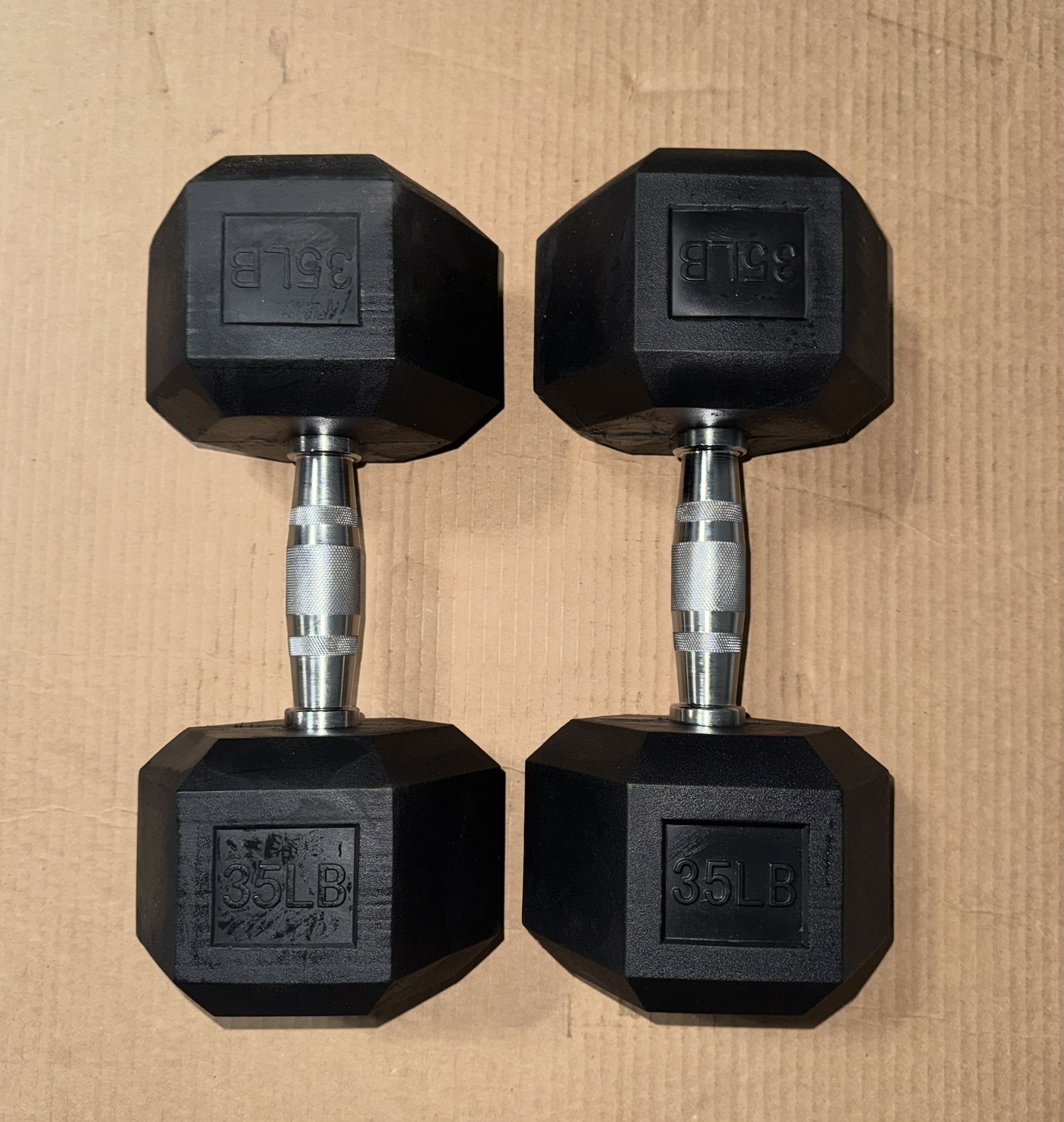 Brand New Pair of 35LB Dumbbells Rubber Hex
