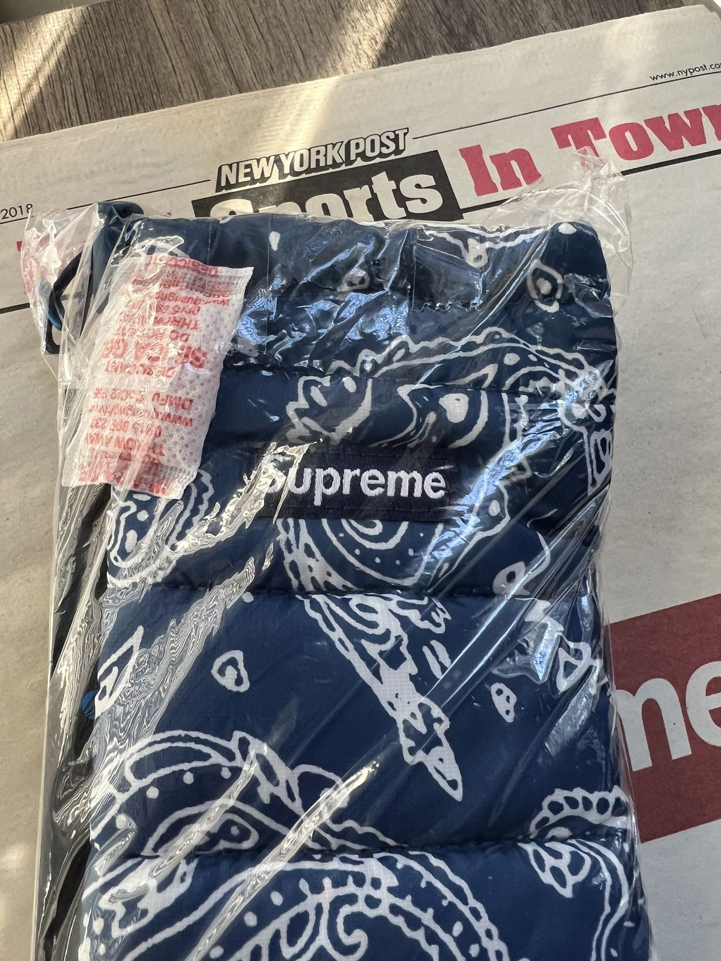 Supreme Puffer Neck Pouch Blue Paisley – LacedUp