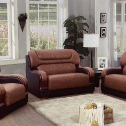 Real Leather Three Piece Couch Set 
