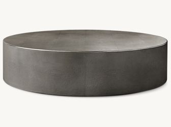 RESTORATION HARDWARE SAUNDERSON SHAGREEN PLINTH ROUND COFFEE TABLE