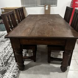 Solid Wood Dining Table With 6 Chairs