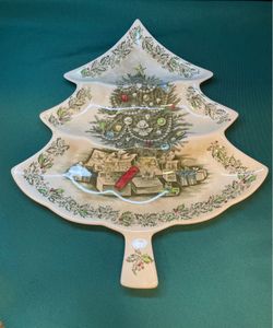 Vintage beautiful Johnson Bros Merry Christmas porcelain divided serving dish