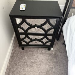 Two drawer mirror nightstand 