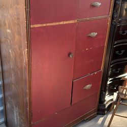 Antique Wardrobe And Baby Doll High chair 