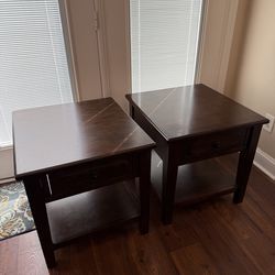 2 Dark Wood End Tables