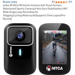 asika 4K Ultra HD Action Camera with Touch Screen-Waterproof Sports Camera,6-Axis Gyro Stabilization,145° Wide-Angle,Loop Recording for Vlogging,Cycli
