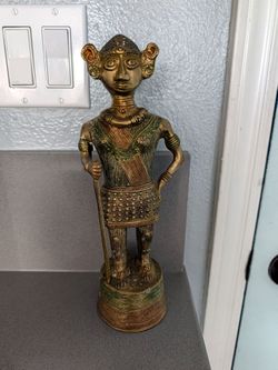 Vintage brass tribal statue