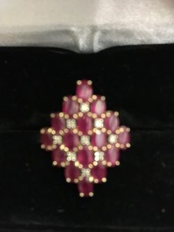 14 Kt gold 4.38 ctw Ruby with Diamond Accent ring size 6
