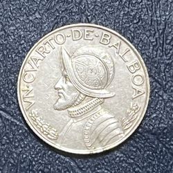 1962 Panama Silver Balboa Cuartro (1/4)