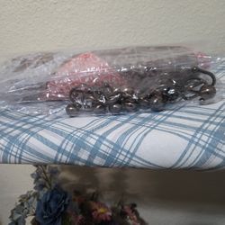 BOHEMIAN THEME SHOWER CURTAIN WITH BRASS BALL HOOKS. 