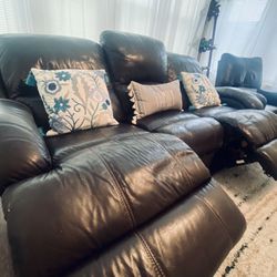 Leather Power Reclining Couch/Sofa and Chair 