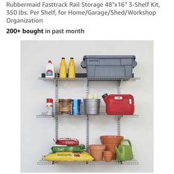 TWO Rubbermaid Fasttrack Rail Storage 48"x16" 3-Shelf Shelves Shelving Sets