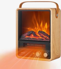 Shinic Portable Fireplace Heater for Indoor Use,1500W Fireplace Space Heater with Thermostat, Realistic 3D Flame & Crackling Sound, ETL Listed Home Of