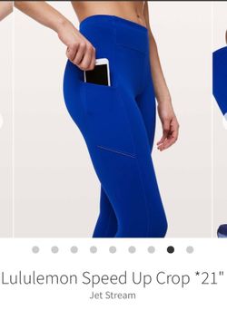 Lululemon Run Speed Up Crop 21" 3-Pockets Leggings Size 4 Jet Stream Blue SALE LIKE NEW