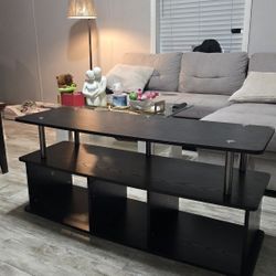 Black 2-Tier TV Stand Entertainment Center