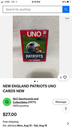 Uno New England Patriots fandom game set