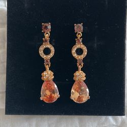 Beautiful Amber Earrings Gold Hardware 